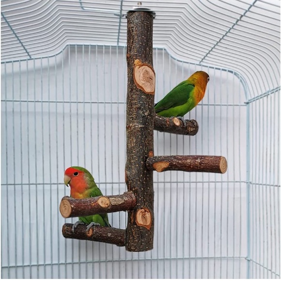 Natural Wood Bird Toys Parrot Perch Parakeet Stand Platform for Bird Cage